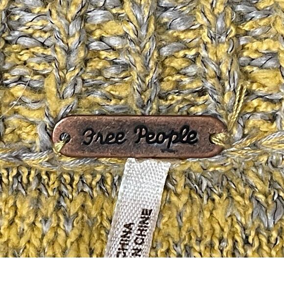 FREE PEOPLE In My Pocket Slub Knit Marled Sweater S Yellow Gray‎ Boxy Fit-Cozy - Picture 6 of 11